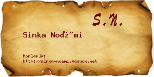 Sinka Noémi névjegykártya